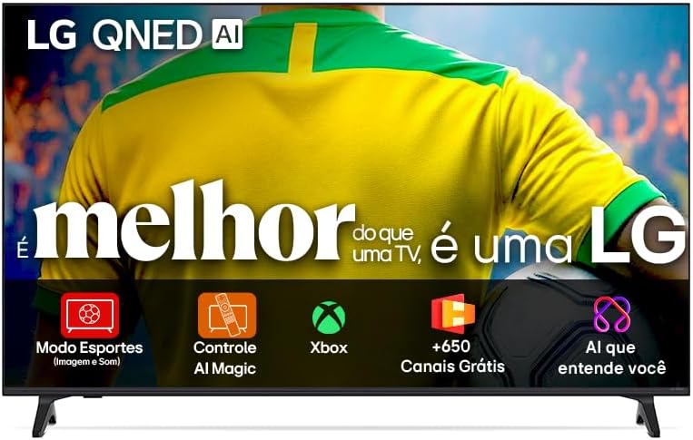 Smart TV 4K 50" LG QNED73 Portal de Games Processador AI α7 Gen8 4K Super Upscaling Google Cast Integrado Controle AI Magic WebOS 25 Modo Esportes Ale